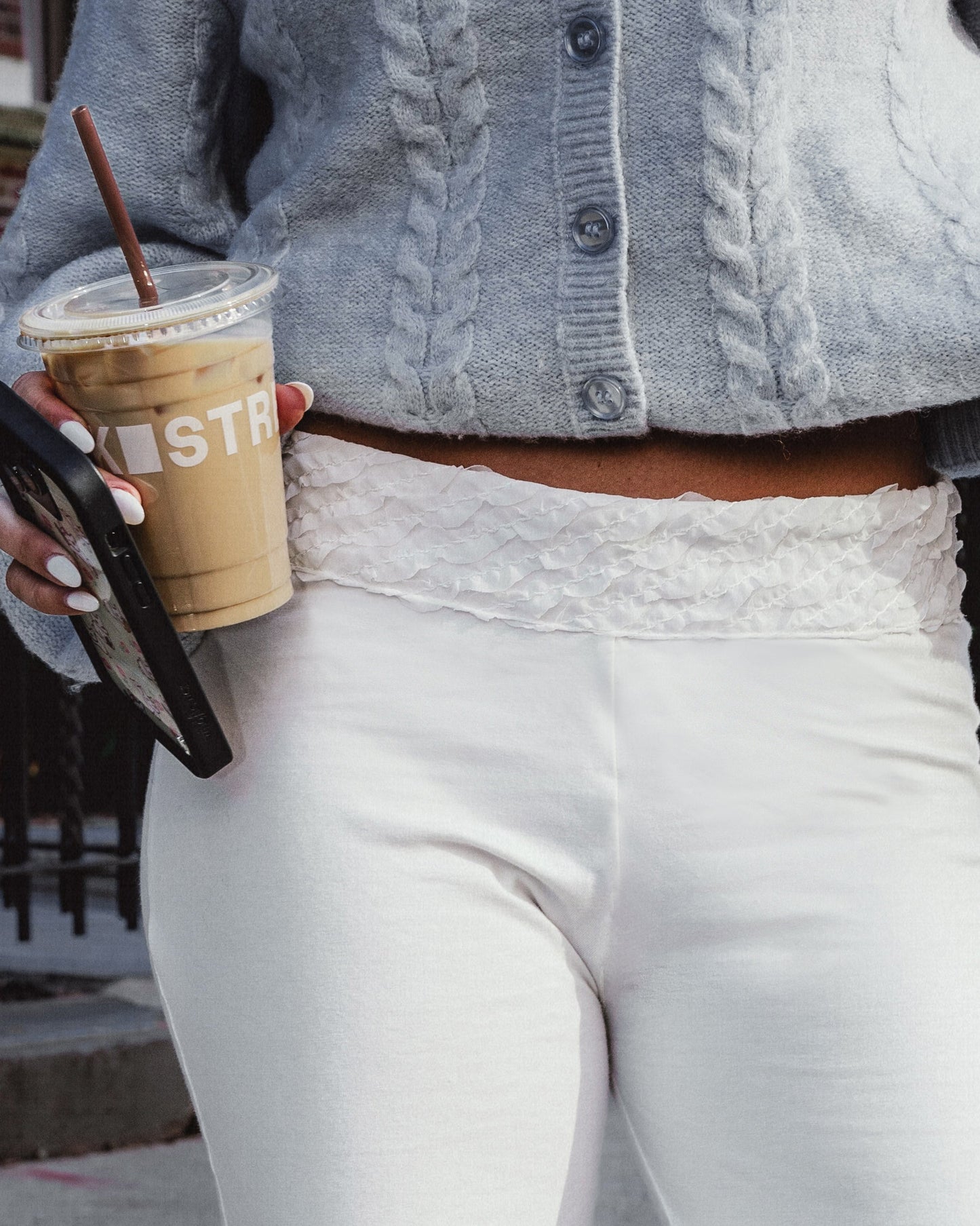 The Lola Travel Pant - White Ruffle