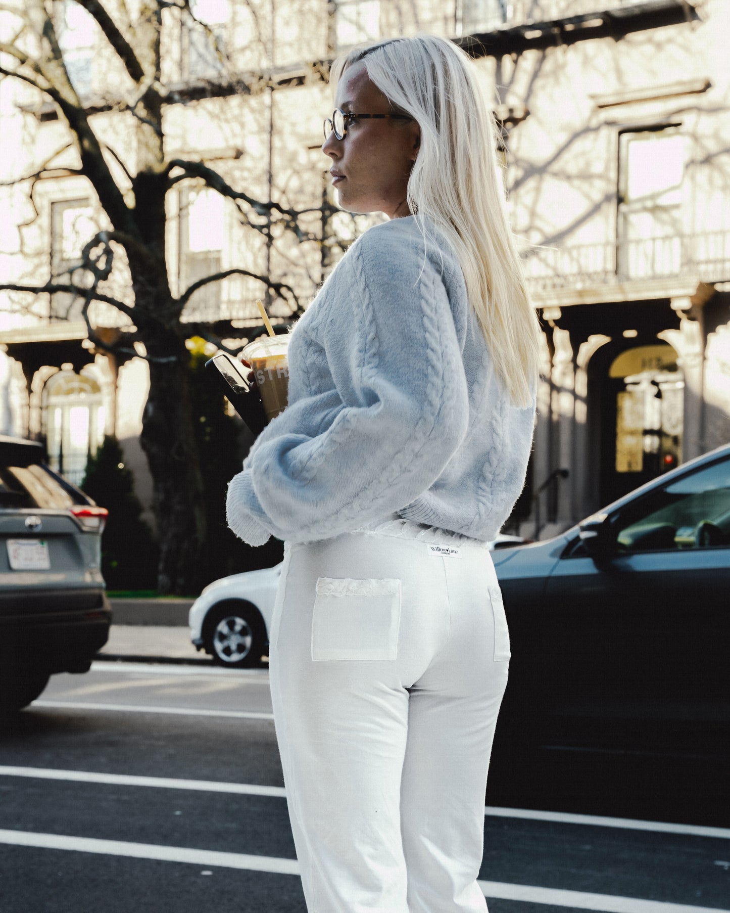 The Lola Travel Pant - White Ruffle