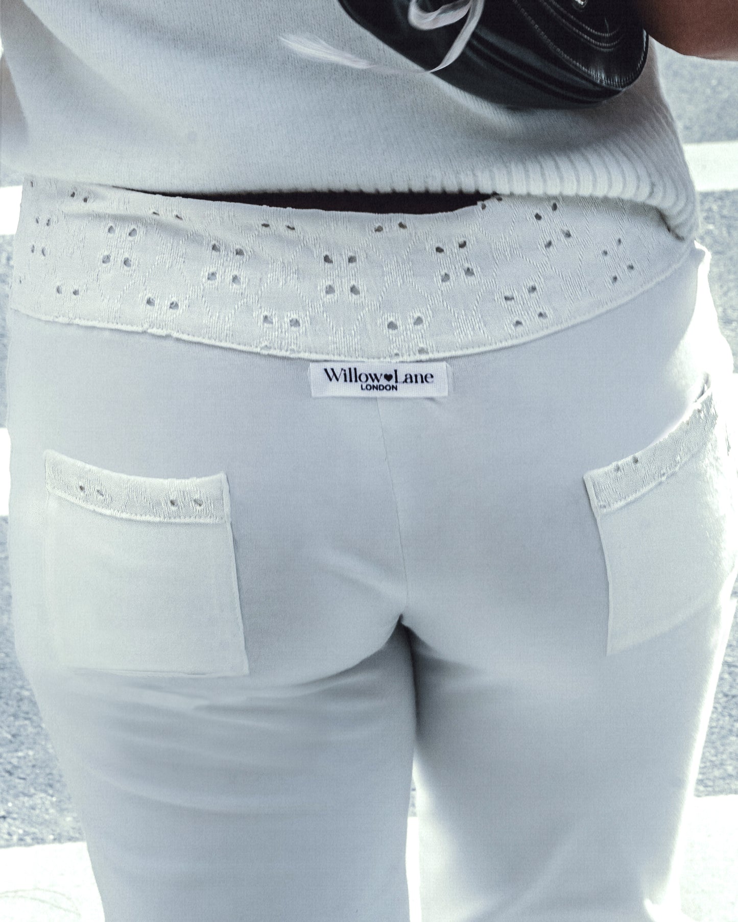 The Lola Travel Pant - Eyelet Beige