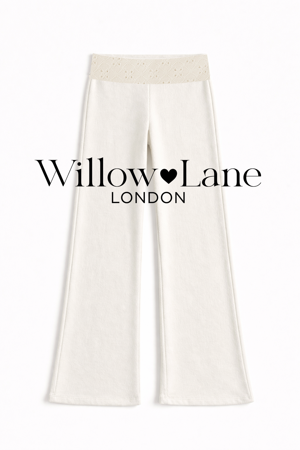 The Lola Travel Pant - Eyelet Beige
